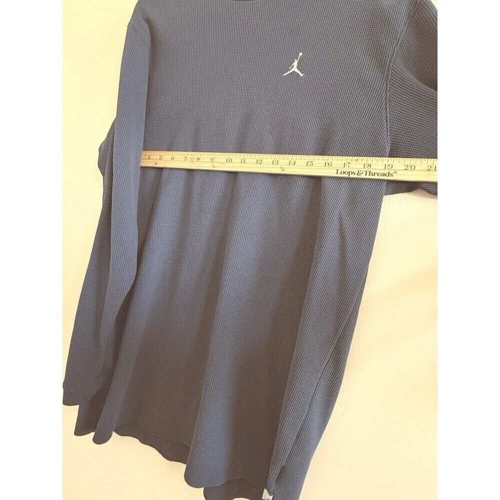 Vintage retro 90s Air Michael Jordan Long Sleeve Shirt waffle knit‎ Size L Blue